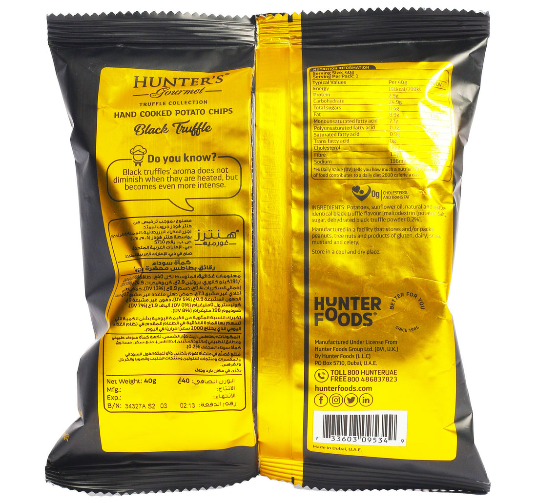 Hunter's Gourmet Black Truffle Hand Cooked Potato Chips 40 g