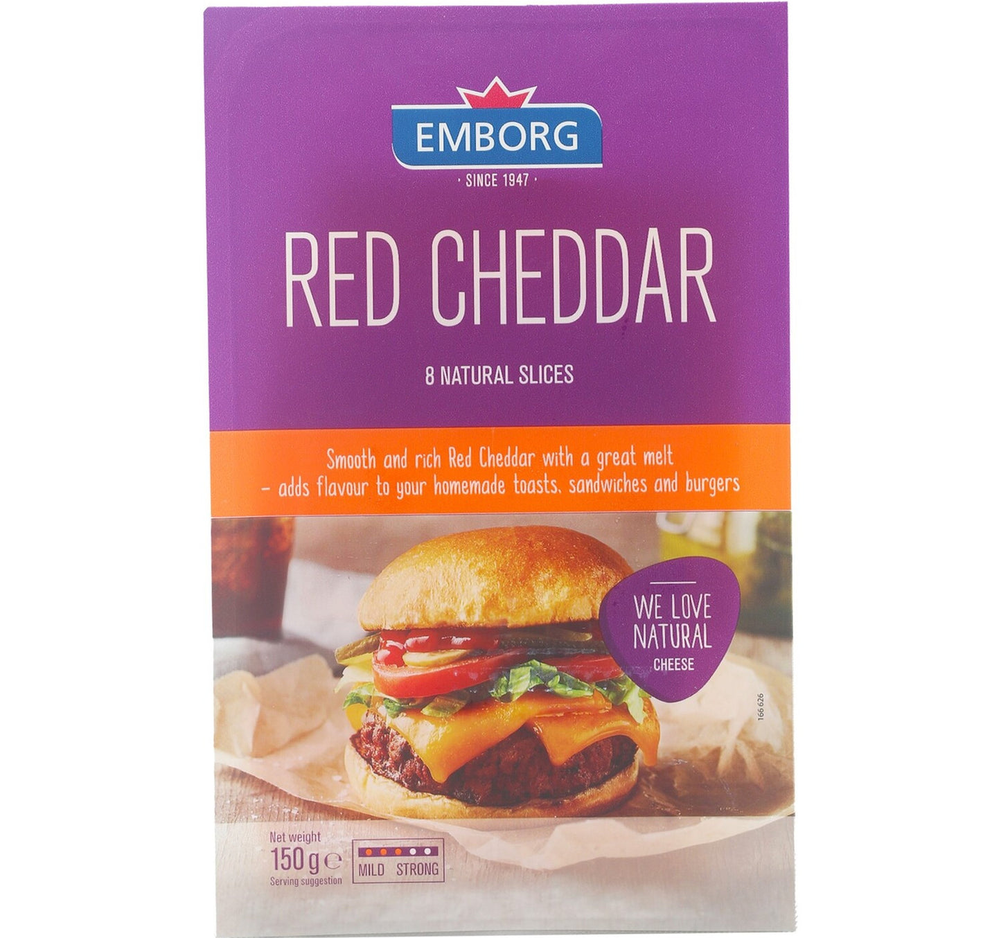 Emborg Red Cheddar Cheese Slices 8 pcs 150 g