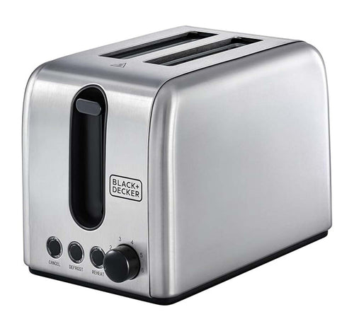 Black+Decker 2 Slice Toaster, 1050 W, Stainless Steel, ET244-B5