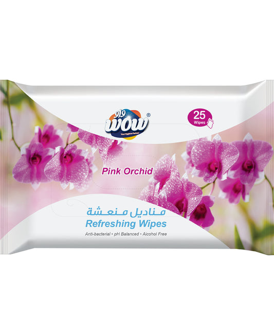 Wow Anti-Bacterial Refreshing Wipes Pink Orchid 25 pcs