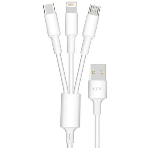 X.Cell 3 In 1 USB Cable CB-A31-1.5 White Lulu Hypermarket