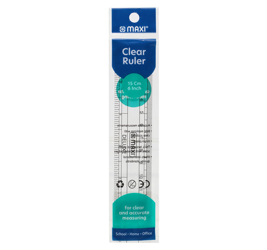 Maxi Clear Plastic Ruler 15cm