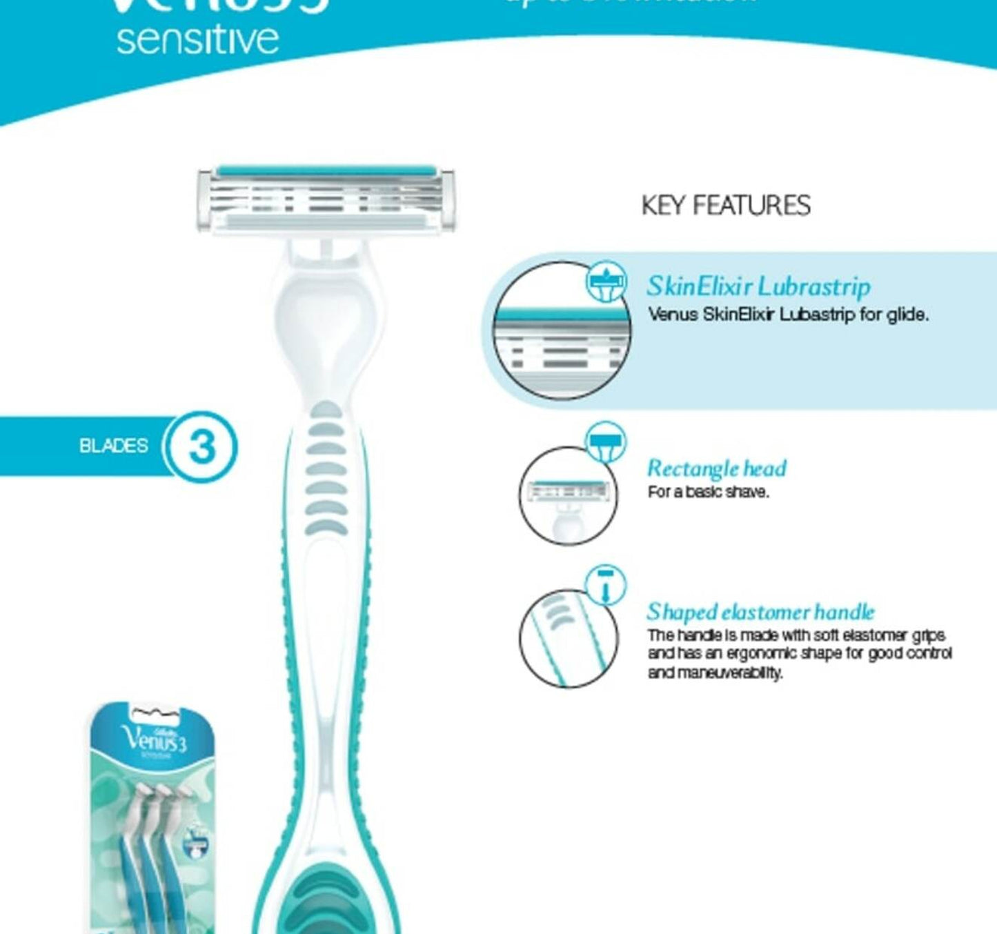Gillette Venus 3 Sensitive Disposable Razor 3 pcs