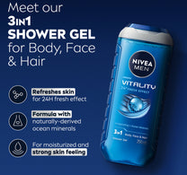 Nivea Men Vitality Fresh Shower Gel 3in1 Body Wash 250 ml