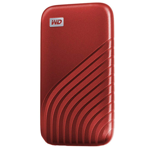قرص SSD WD My Passport™ سعة 2 تيرابايت باللون الأحمر، سرعة قراءة 1050 ميجابايت/ثانية، سرعة كتابة 1000 ميجابايت/ثانية، متوافق مع أجهزة الكمبيوتر الشخصية وأجهزة ماك