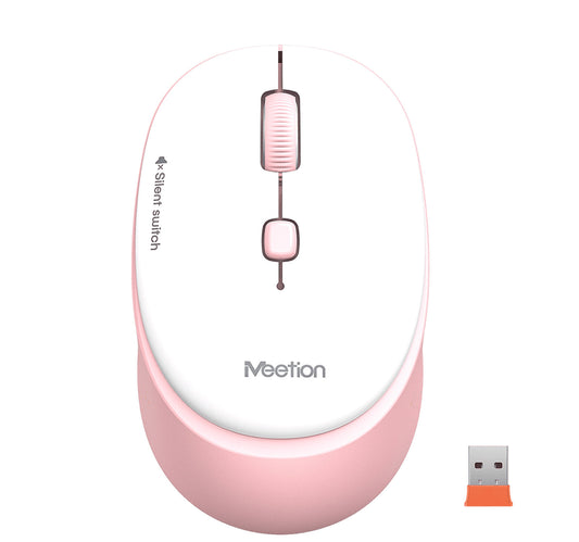Meetion Wireless Mouse, White & Pink, WhiR-571