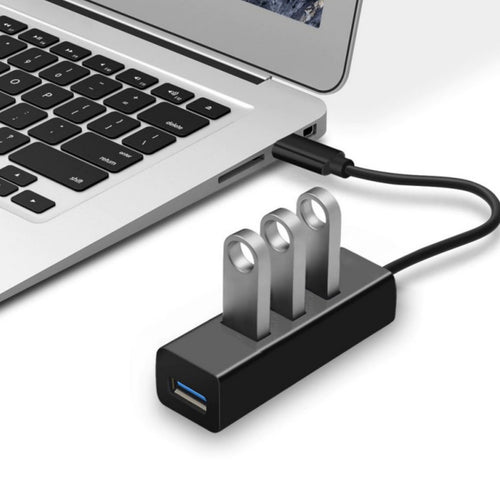 Trands Type-C 4 USB 3.0 Ports Hub, Black, HB38