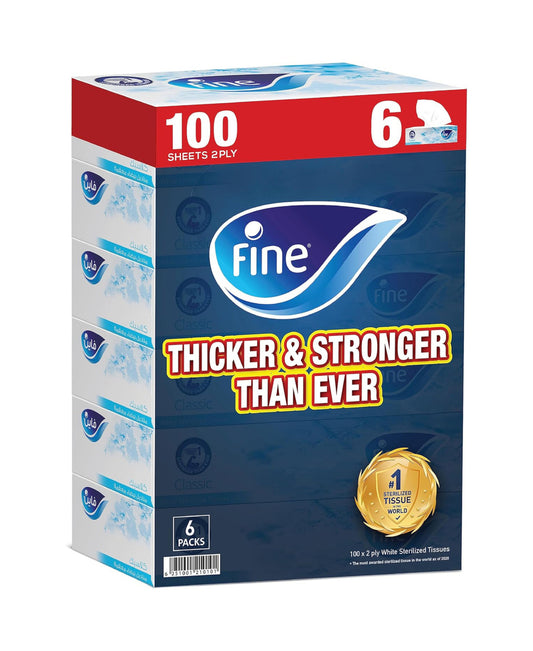 Fine Classic White Sterilized Facial Tissue 2ply 6 x 100 Sheets