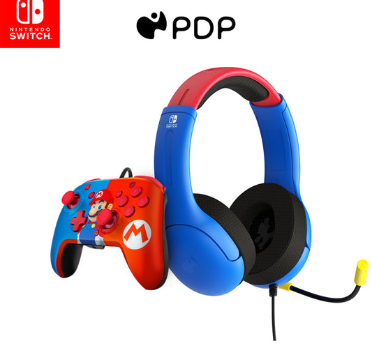 وحدة تحكم PDP Nintendo Switch Mario Rematch مع سماعة رأس