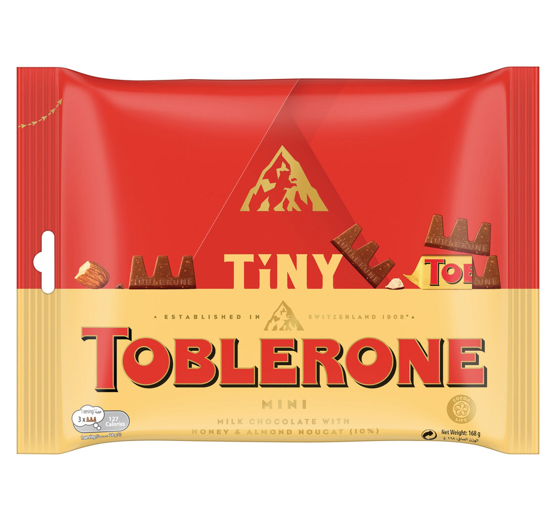 Toblerone Tiny Swiss Milk Chocolate Bars with Honey and Almond Nougat Minis Sharing Pack 168 g