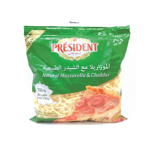 جبنة موزاريلا وشيدر طبيعية من بريزيدنت 450 جم