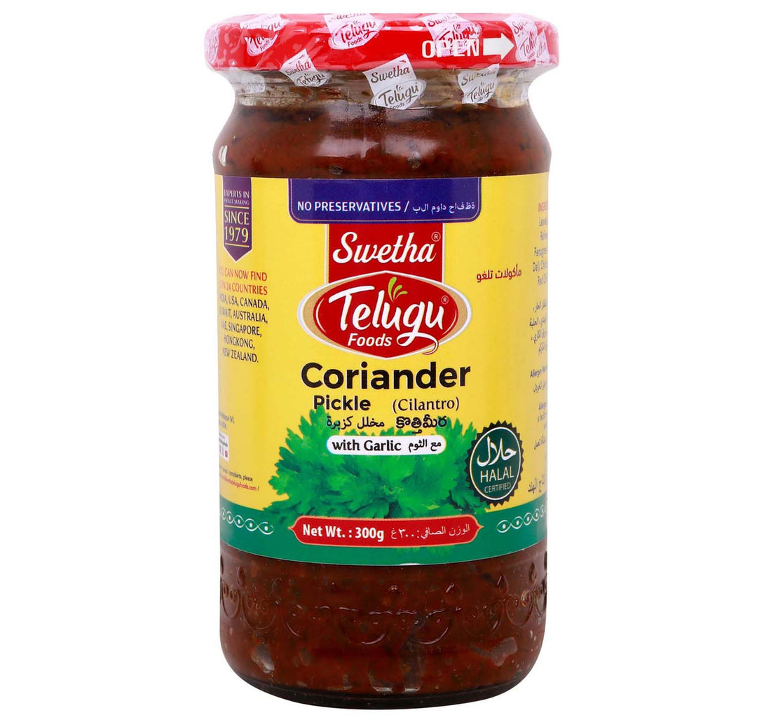 Telugu Foods Coriander Pickle with Garlic 300 g
