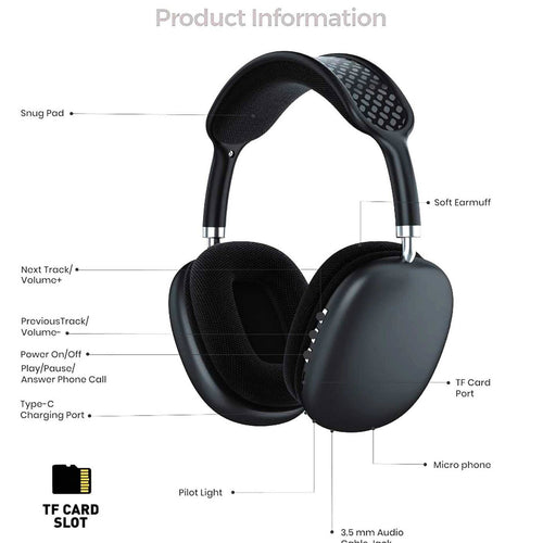 Iends Wireless Stereo Headphones Black IE-B77