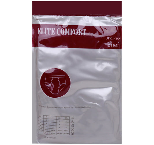 Elite Comfort Cotton Men's Brief, 2XL, 3 pcs, White, ELXBW