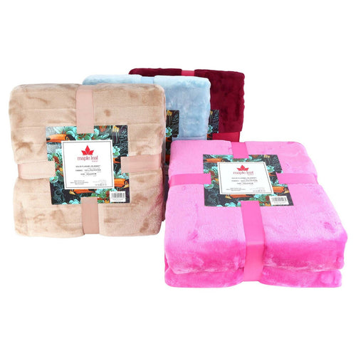 Maple Leaf Flannel Blanket 220x240cm Solid Assorted Per Pc