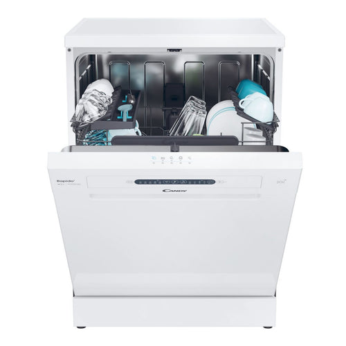 Candy Rapido Free Standing Dishwasher, 5 Programs, 14 Place Settings, Silver Inox, CF 4E7L0W-19