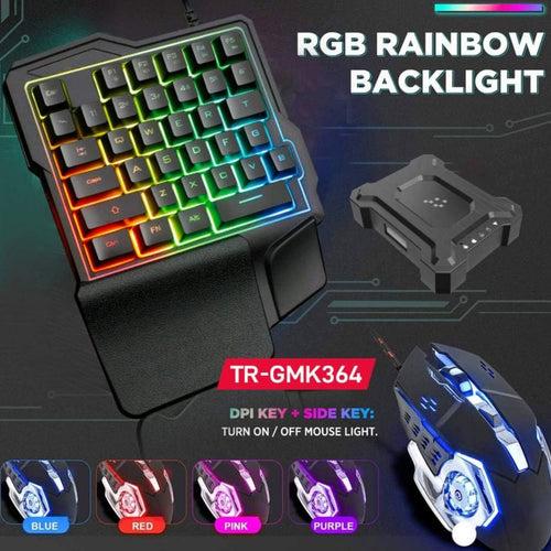 Trands One-Handed Keyboard, Mouse with Converter TR-GMK364