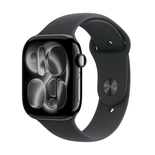 Apple Watch Series 11 GPS Smartwatch, 42 mm Jet Black Aluminium Case with Black Sport Band (S/M), MEQT4AF/A