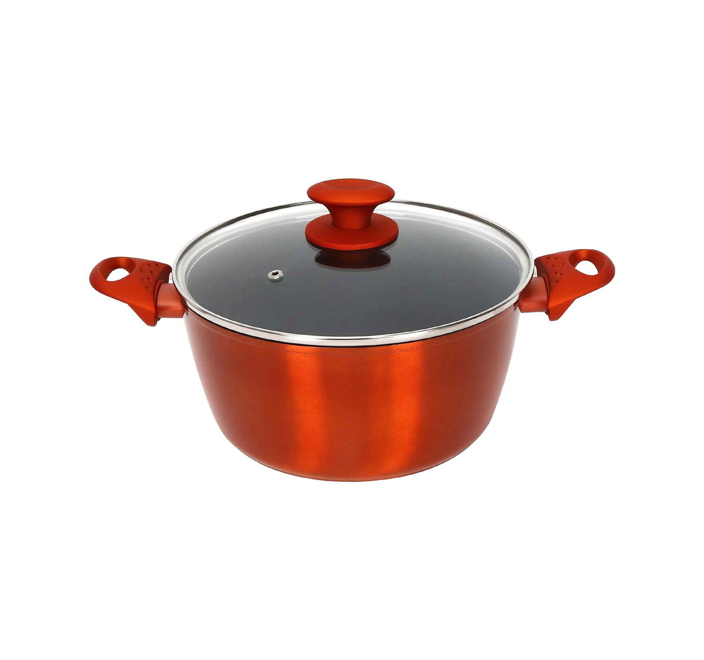 Chefline DZN24 Induction Base Ceramic Natural Coating Dutch Oven, 24 cm, Red