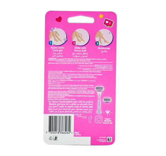 Gillette Simply Venus 3in1 Refillable Women's Smooth Razor 1 Handle +  Blade Refills 3+1