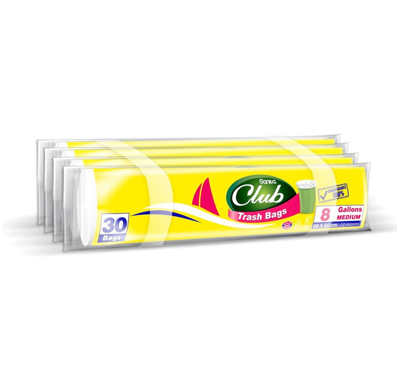Sanita Club Trash Bags Medium 8 Gallon Size 58 x 50cm 4 x 30 pcs