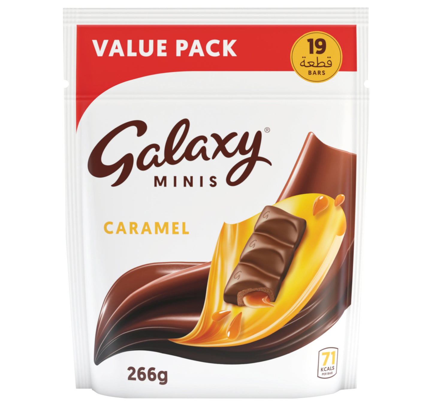 لوح شوكولاتة جلاكسي مينيز بالكراميل، 19 قطعة، 266 جم
