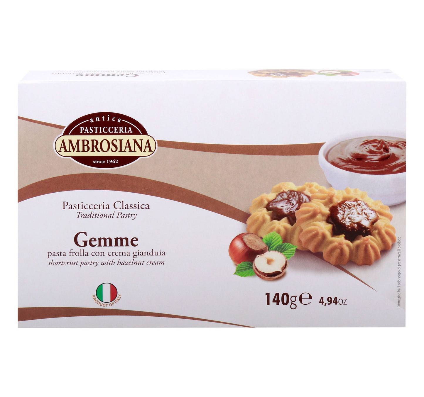 عجينة أمبروسيانا جيمي القصيرة مع كريمة البندق 140 جم