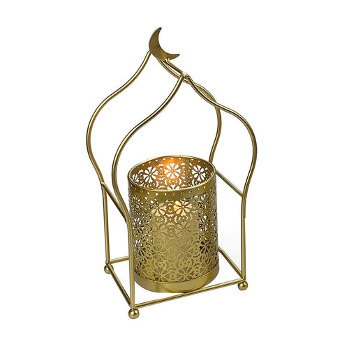 Maple Leaf Metal Carved Candle Holder 29cm Gold