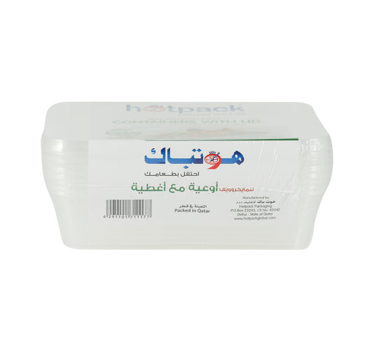 Hot Pack 500 ml Microwavable Container with Lid 5 pcs