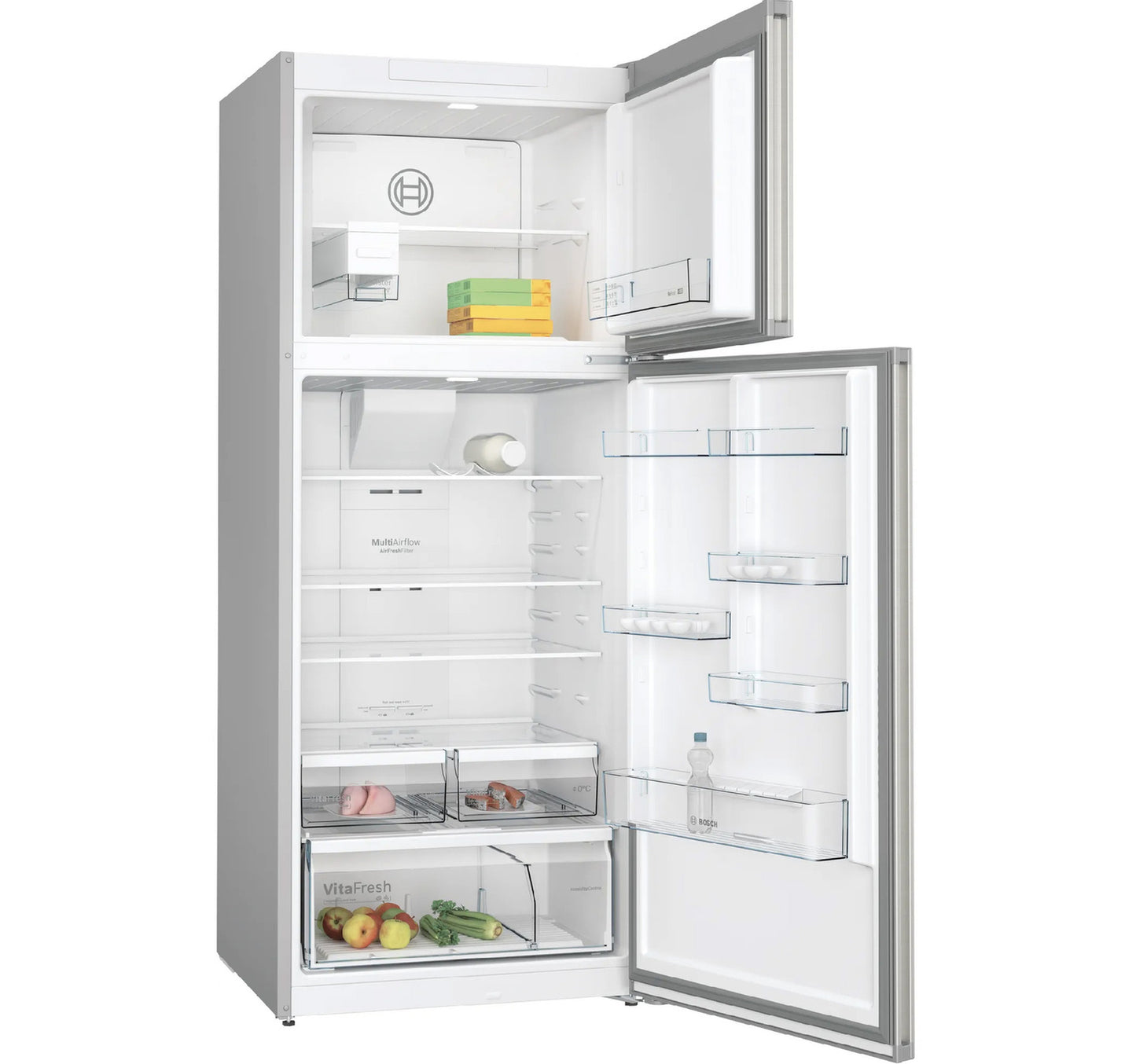 Bosch Series 4 Double Door Refrigerator, 542L, Brushed steel, KDN76XI30M