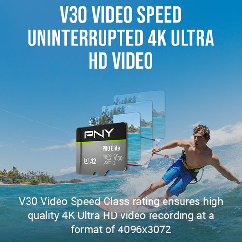 PNY PRO Elite Class 10 U3 V30 microSD Flash Memory Card, 256 GB, P-SDU256V32100PRO-GE