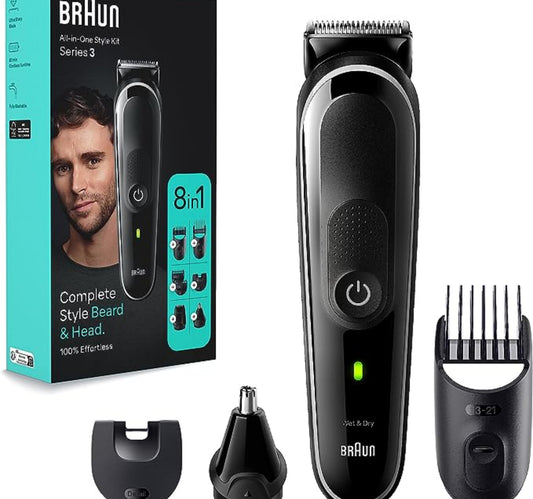 Braun 8-in-1 Style Kit All-In-One Beard & Body Grooming Kit, Grey, MGK3440