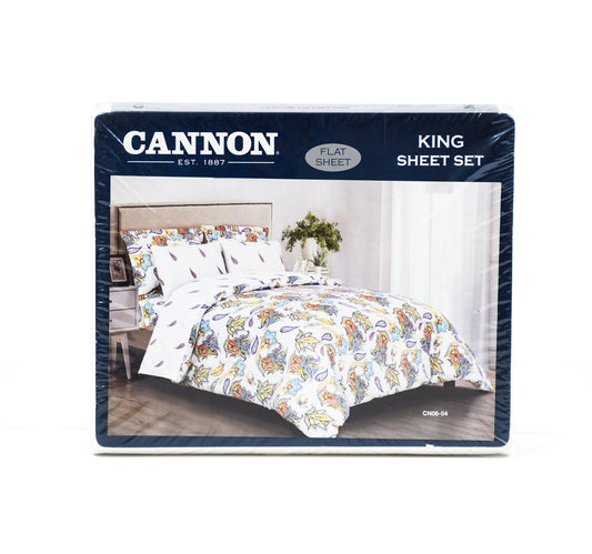 Cannon Printed King Size Bedsheet Set, 3 pcs, 180 Thread Count