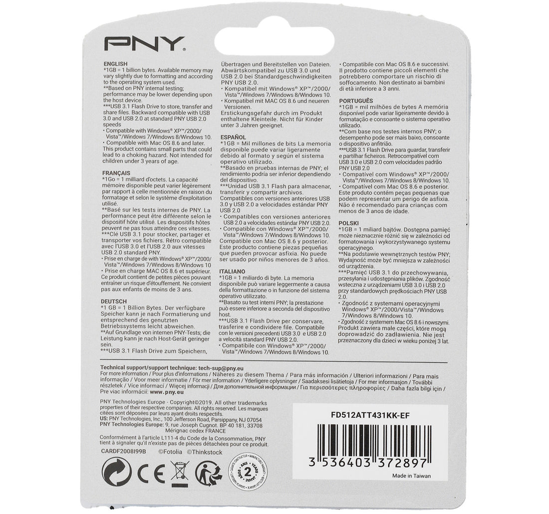 PNY USB 3.1 Flash Drive, 512 GB, ATT431KK