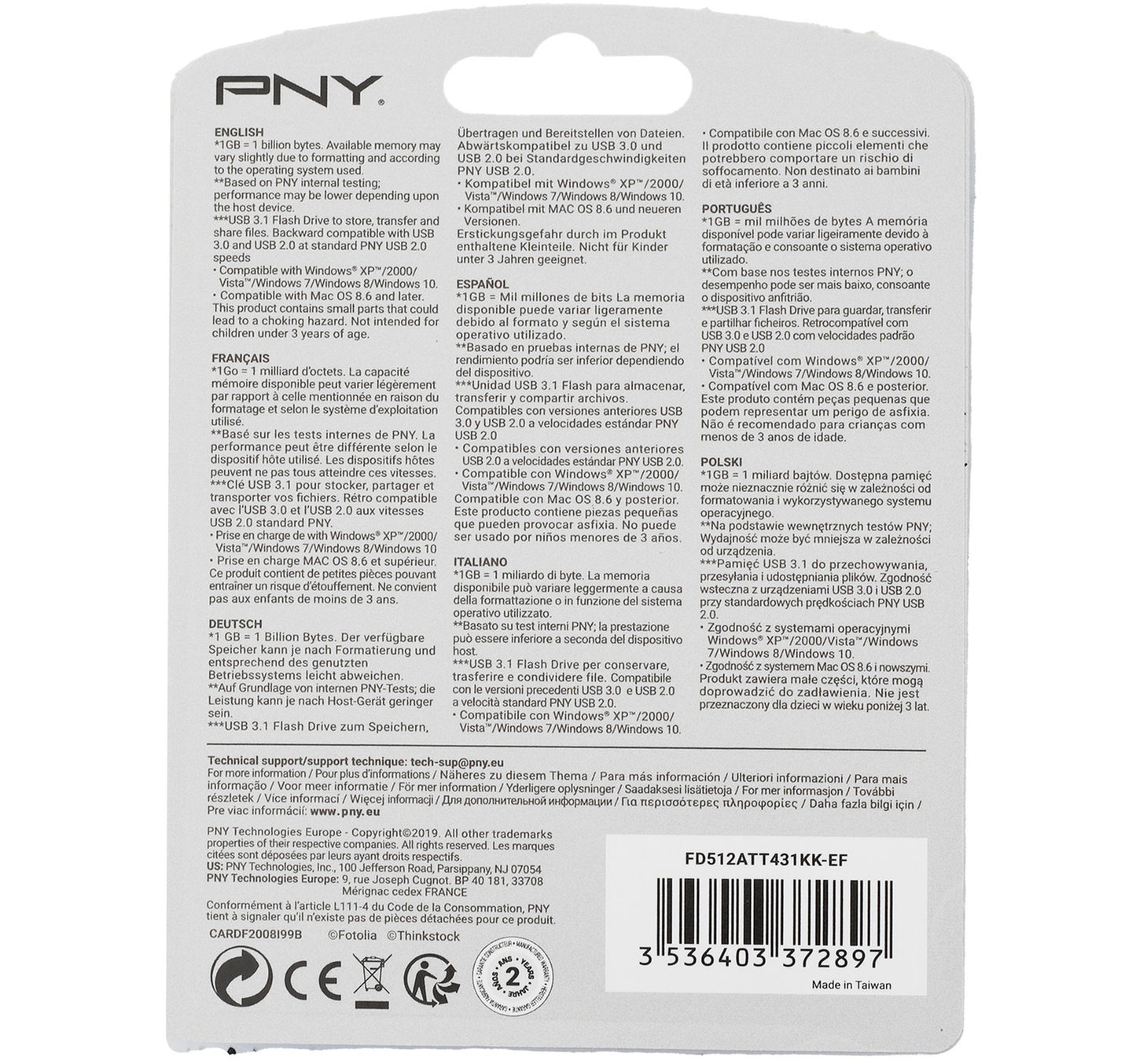PNY USB 3.1 Flash Drive, 512 GB, ATT431KK