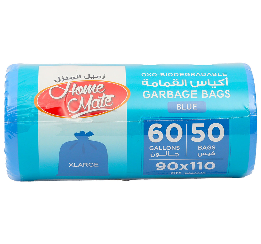 Home Mate Garbage Bag Rolls Blue Jumbo Size 60 Gallons 90 x 110cm 50pcs