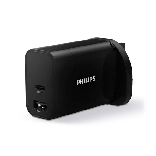 Philips 30W PD+QC Wall Charger, Black -DLP2621/05 Lulu Hypermarket