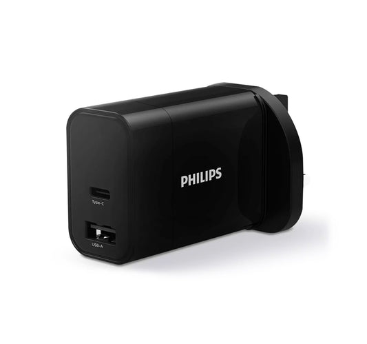 شاحن حائط فيليبس 30 واط PD+QC، أسود - DLP2621/05