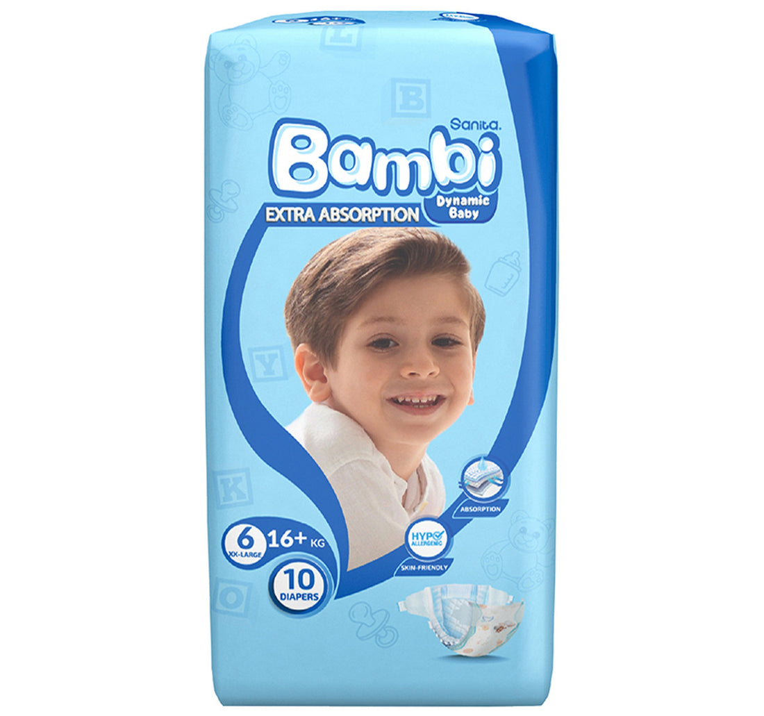 Sanita Bambi Baby Diaper Regular Pack Size 6 XX-Large 16+ kg 10pcs
