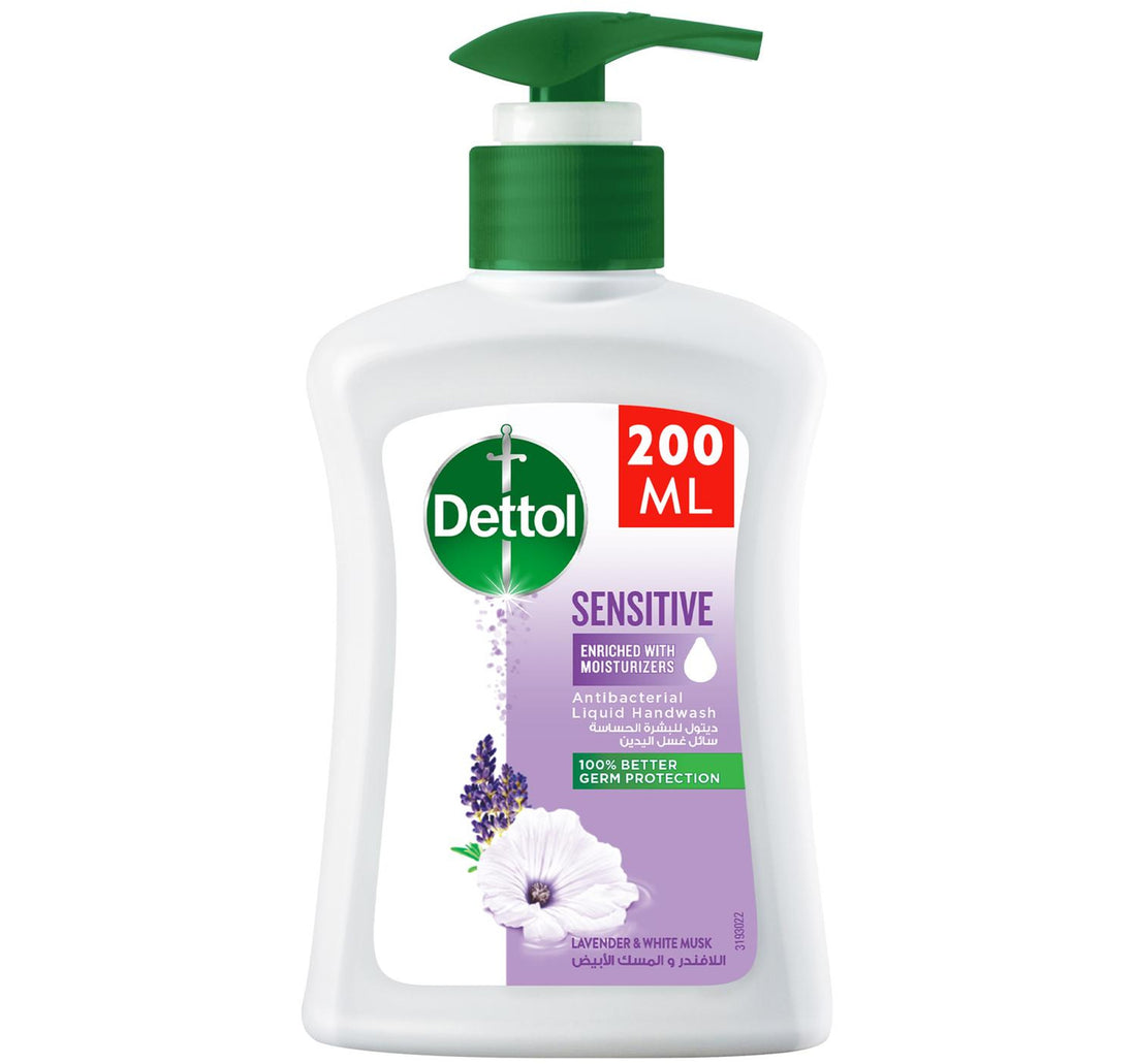 ديتول سائل غسيل اليدين للبشرة الحساسة برائحة اللافندر والمسك الأبيض 200 مل