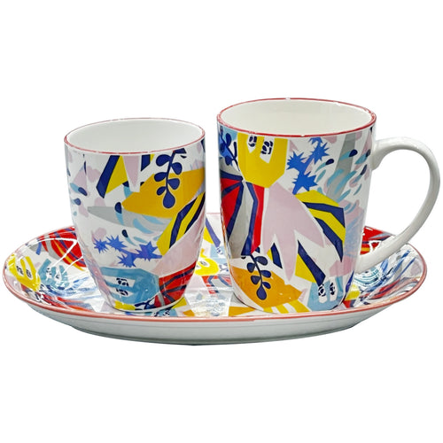 Danny Home Porcelain Tea Set with Tray, 3 pcs, Assorted, T-004