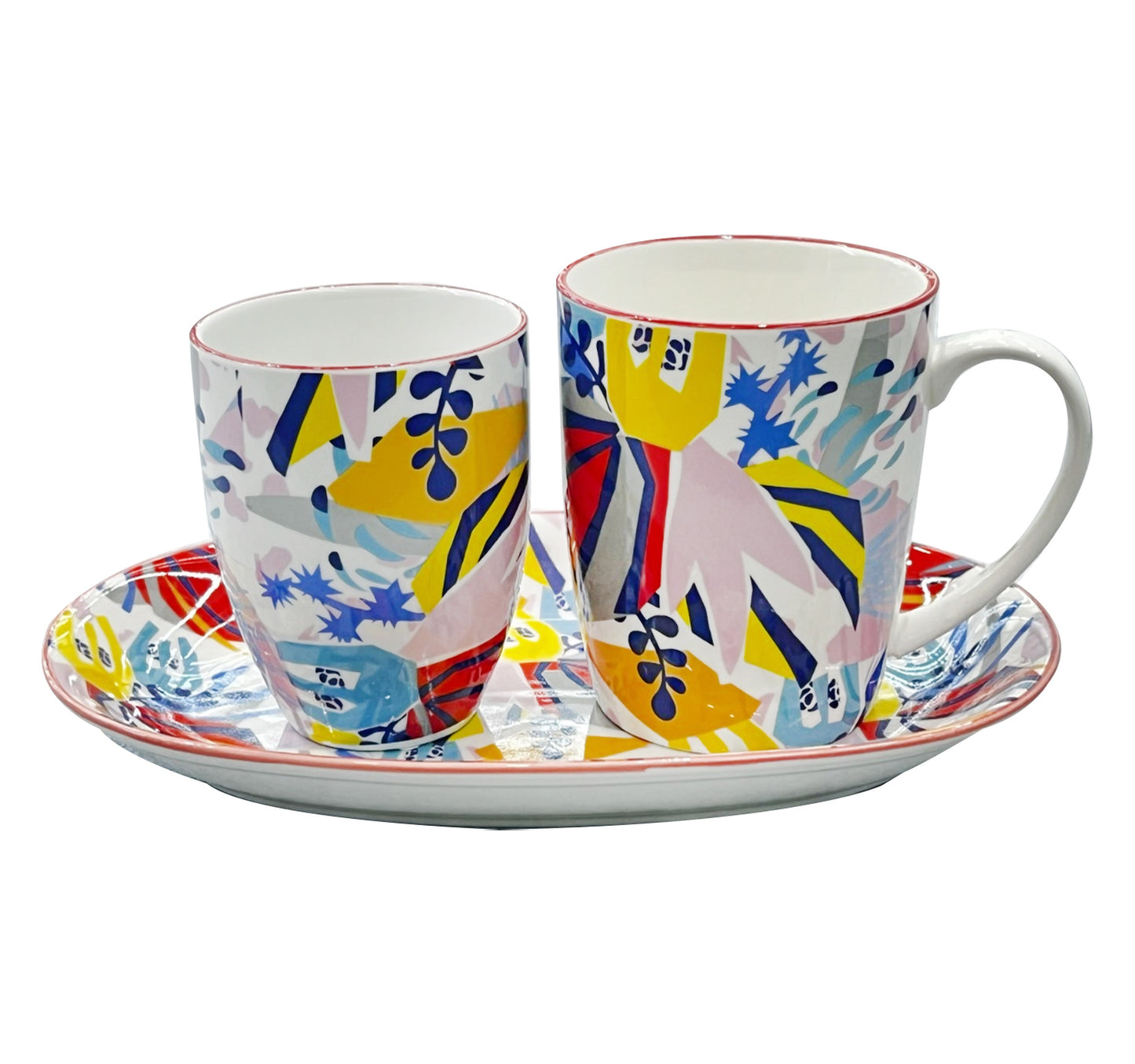 Danny Home Porcelain Tea Set with Tray, 3 pcs, Assorted, T-004