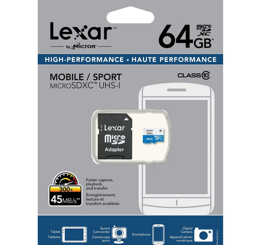 Lexar Micro SD Card LSDMi64GBBEU300A