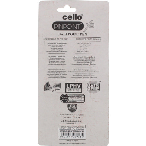 Cello Ball Pen Pinpoint XS Black 5's