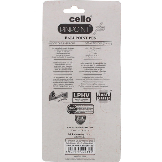 Cello Ball Pen Pinpoint XS Black 5's