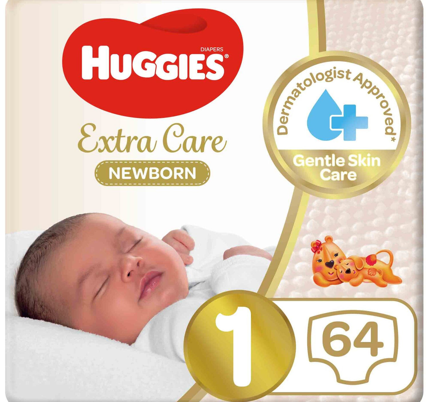 Huggies Extra Care Newborn Size 1 Up to 5 kg Jumbo Pack 64 pcs