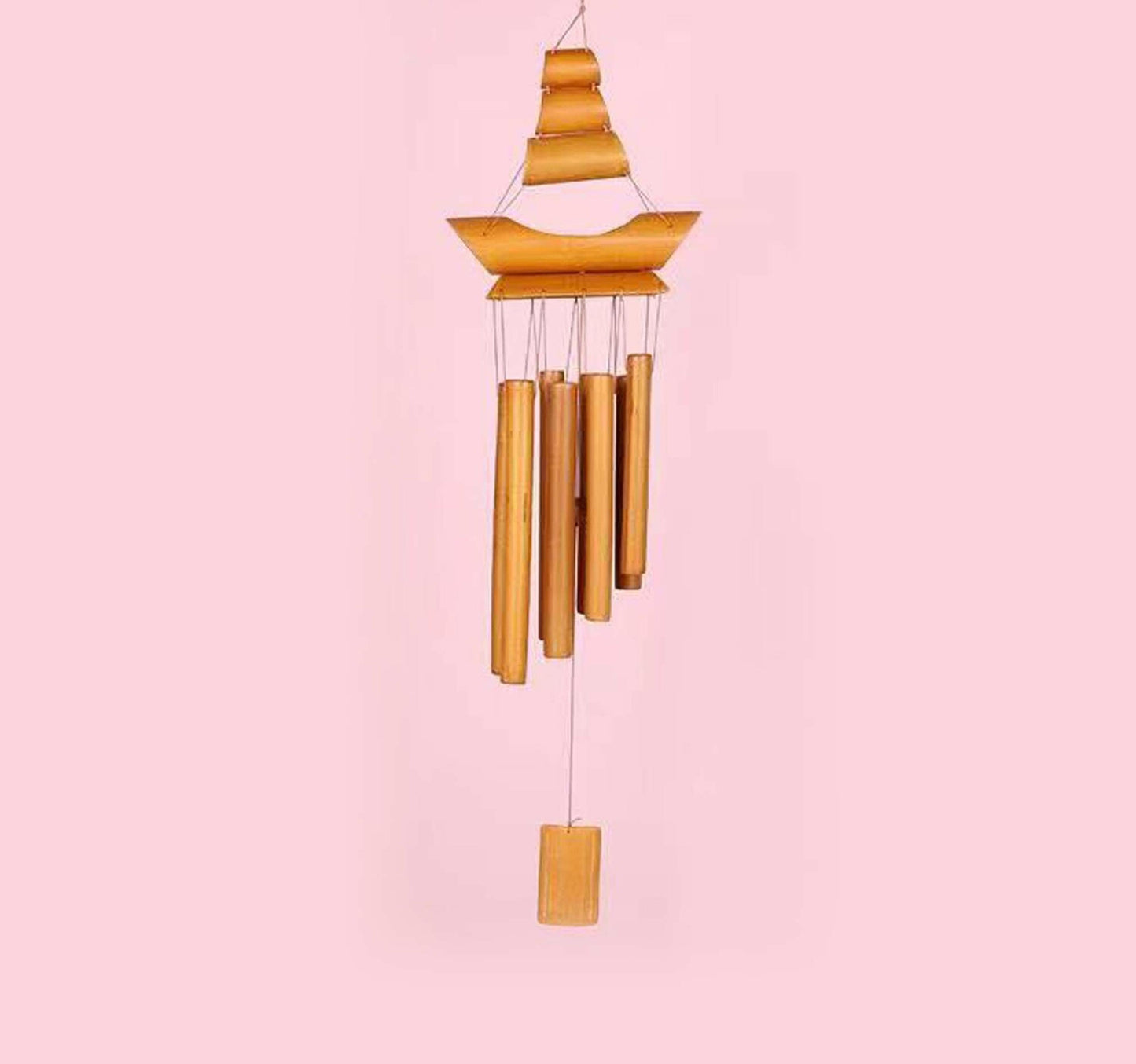 Maple Leaf Bamboo Windbell 70cm Assorted