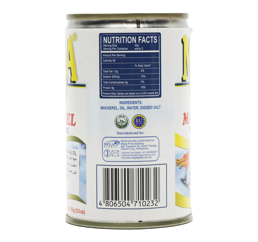 Mega Mackerel In Natural Oil 155 g
