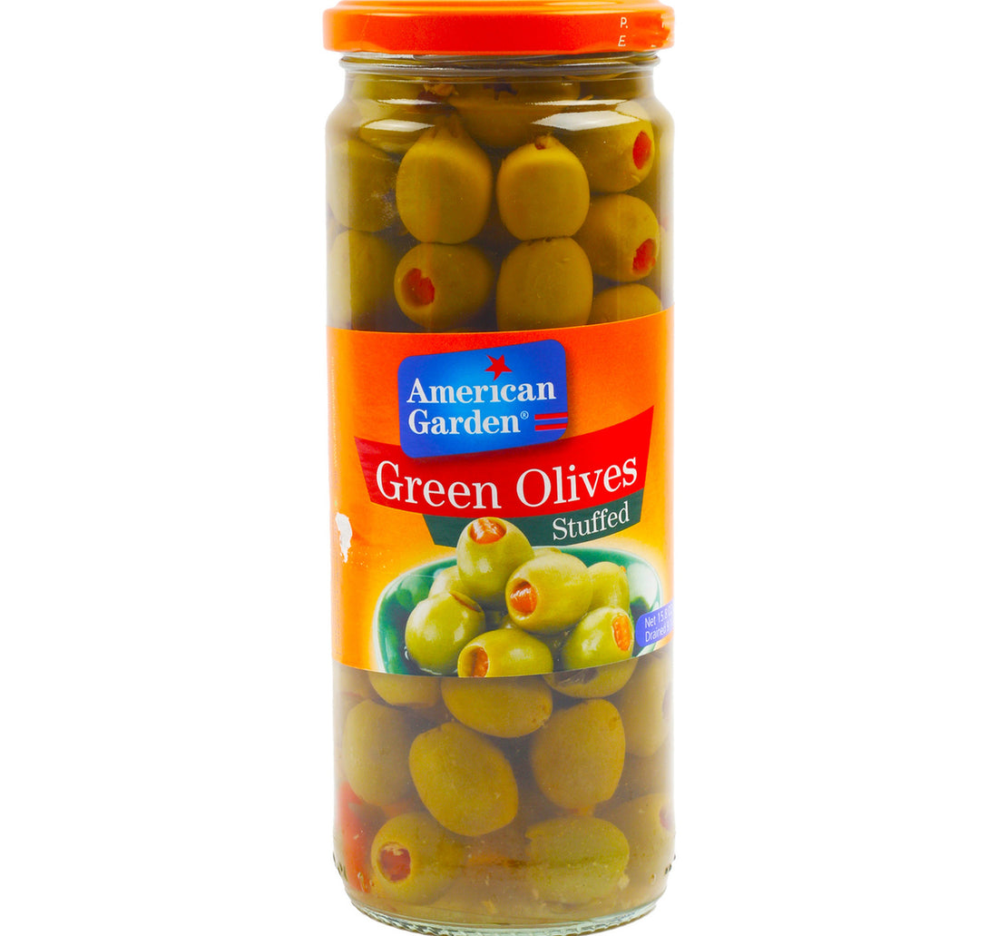 زيتون أخضر محشو من أمريكان جاردن - عبوة اقتصادية 450 جم