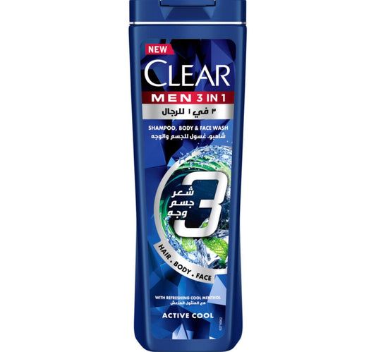 Clear Men 3in1 Active Cool Shampoo Body & Face Wash 400 ml